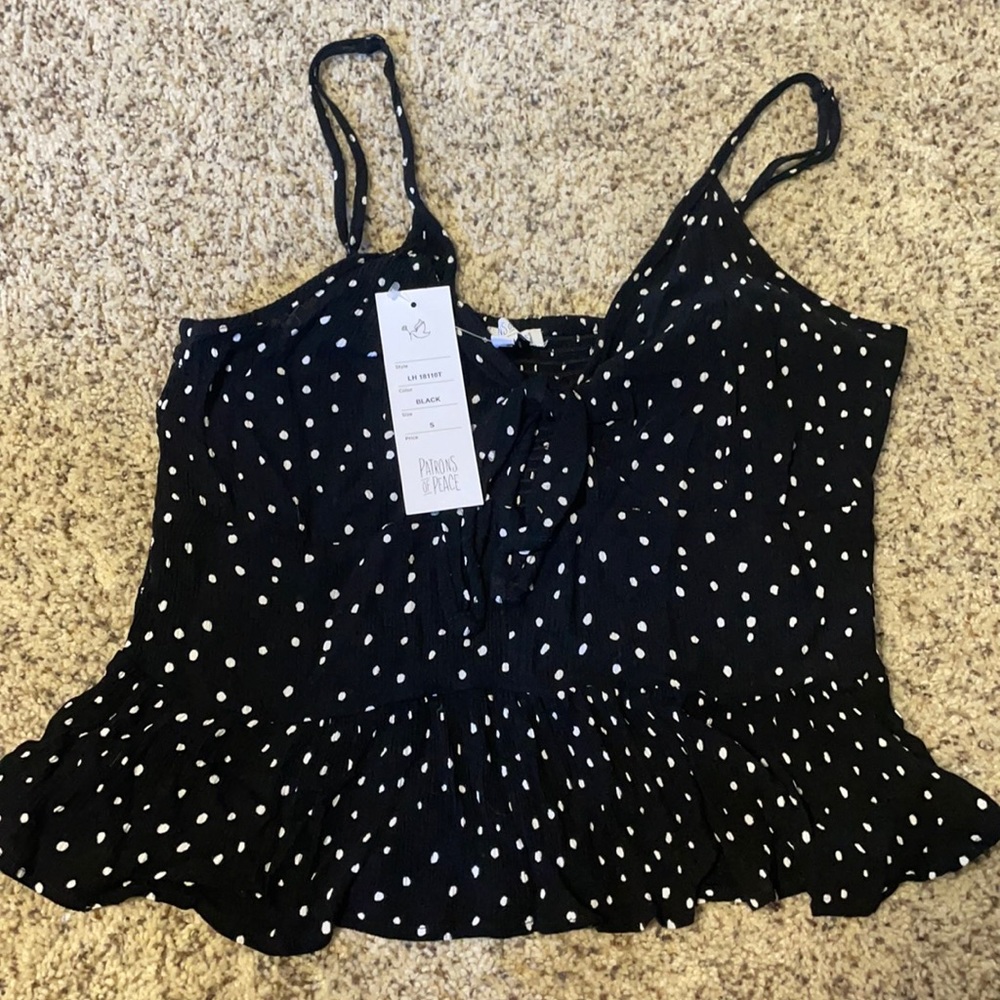 black polka dot crop top
